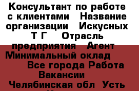 Консультант по работе с клиентами › Название организации ­ Искусных Т.Г. › Отрасль предприятия ­ Агент › Минимальный оклад ­ 25 000 - Все города Работа » Вакансии   . Челябинская обл.,Усть-Катав г.